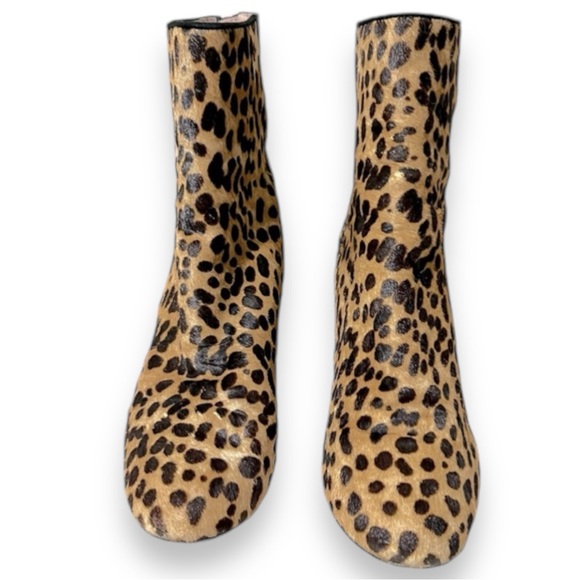 J Crew Sadie Leopard Calfskin Leather Heeled Ankle Boots 7.5 - Picture 10 of 14